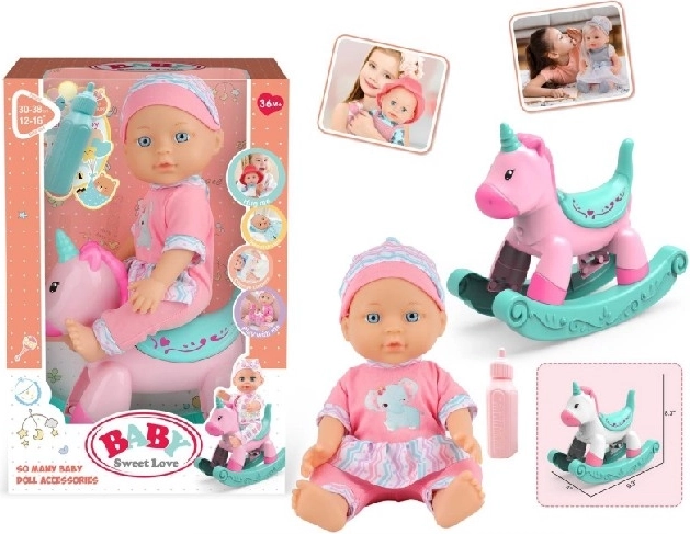 Baby Sweet Love muñeca bebé con caballito balancín