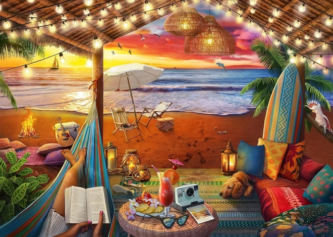 Puzzle Ravensburger Lugares acogedores: cabaña de playa XXL 500 piezas