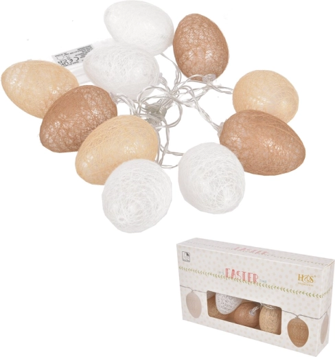 Huevos decorativos LED de Pascua de rafia, 10 uds, 4 × 6 cm
