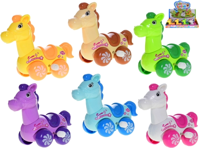 Adorable caballito de plástico de cuerda de 9 cm para los más pequeños