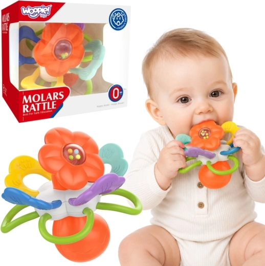 WOOPIE BABY sonajero sensorial y mordedor con forma de flor para bebés 0m+