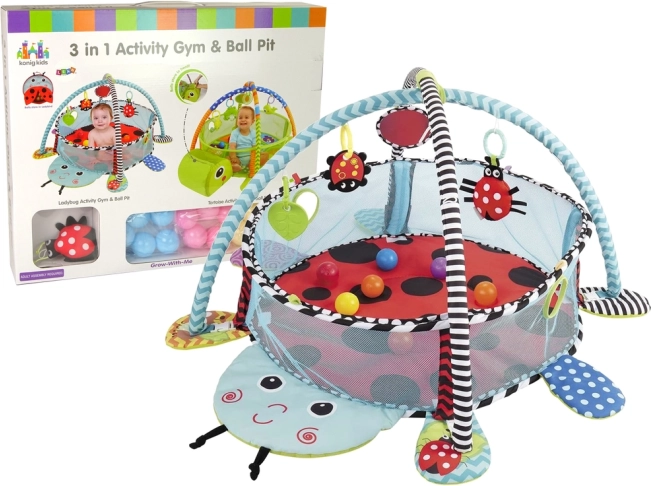 Manta de juego educativa mariquita con corralito y pelotas