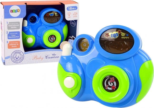 Cámara infantil interactiva: luces y sonidos, azul