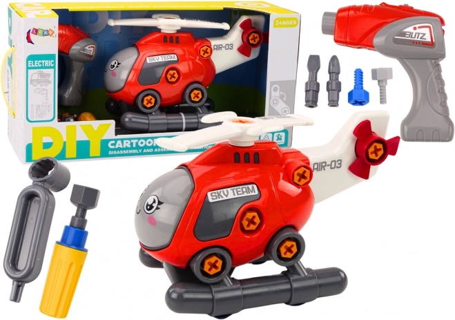 Helicóptero desmontable con tornillos para niños – rojo