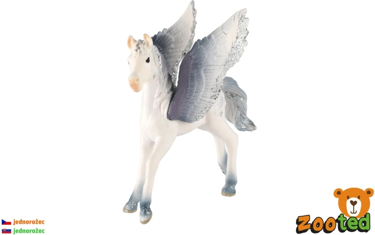 Unicornio alado potro blanco-gris de 11 cm - 1 pieza