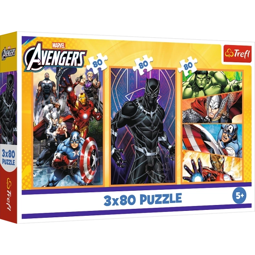 Puzle 3x80 Días de Acción - Disney Marvel Avengers