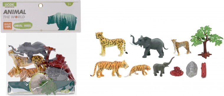Set de figuras de animales salvajes 6 uds., 10 cm