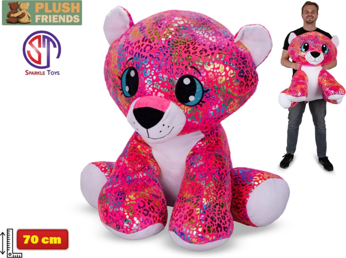 Leopardo de peluche con brillo arcoíris 70 cm – Plush Friends Star Sparkle
