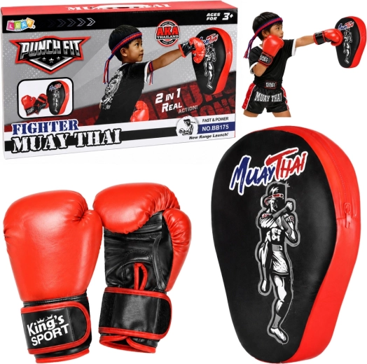 Set de boxeo infantil 2 en 1: guantes y manopla de entrenamiento Muay Thai