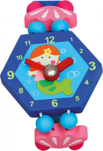 Reloj infantil de madera con hada, azul 8 cm
