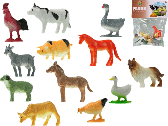 Animales de granja de 3–5 cm, 12 uds. en bolsa