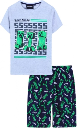 Pijama infantil de Minecraft gris y azul marino