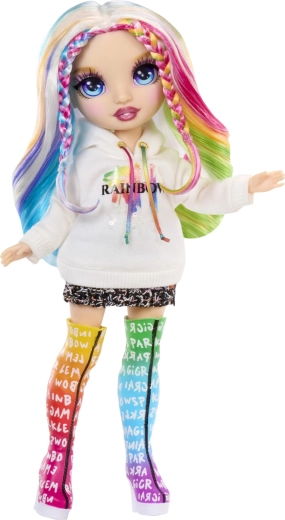 Muñeca articulada con cabello arcoíris