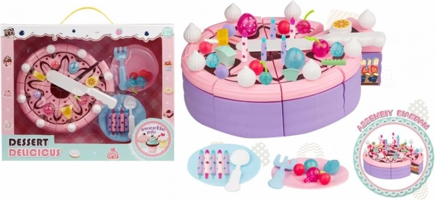 Set de tarta de cumpleaños con vajilla y velas