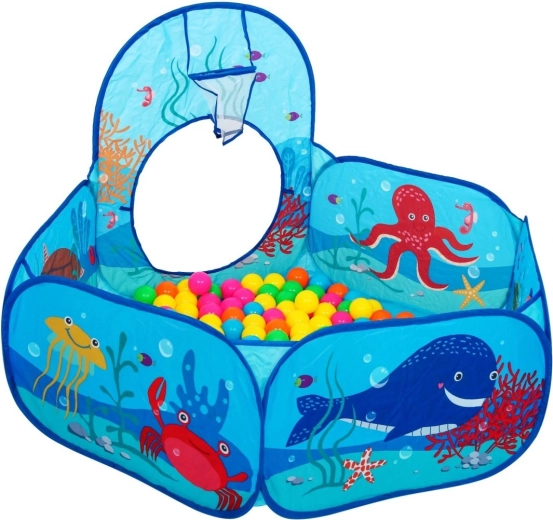 Piscina de bolas seca con 100 pelotas y canasta
