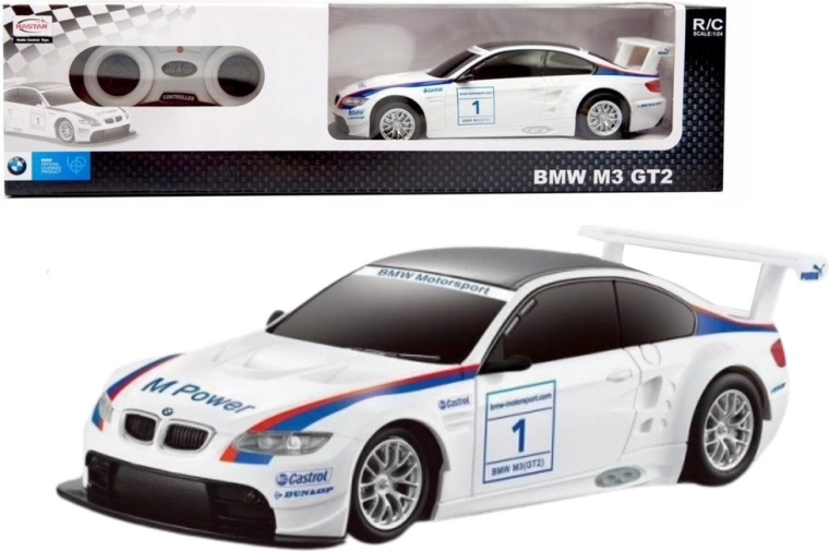 Coche RC de carreras 1:24 BMW M3 GT2 blanco