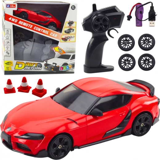 Coche RC drift 4WD con ruedas intercambiables – rojo