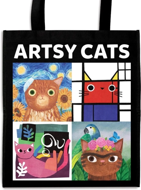 Mudpuppy bolsa de compra artística de gatos – reutilizable