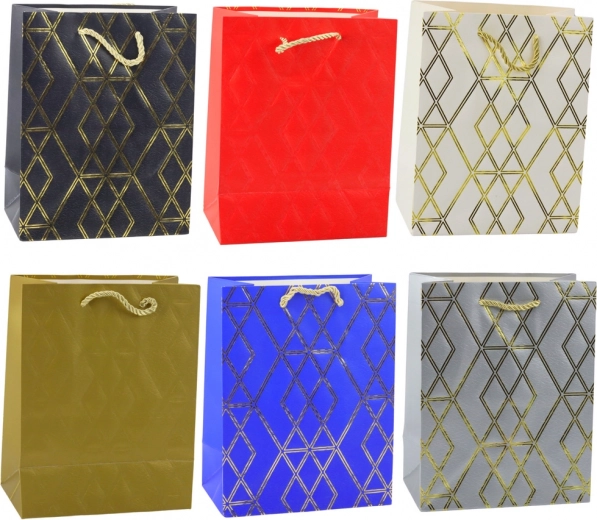 Bolsa de regalo de papel con motivos dorados