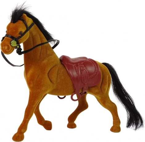Figura aterciopelada marrón de caballo (granja)