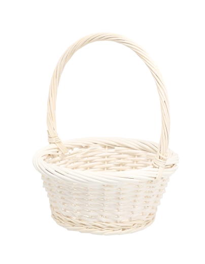 Cesta de ratán blanca con asa 25 × 25 × 12/31 cm