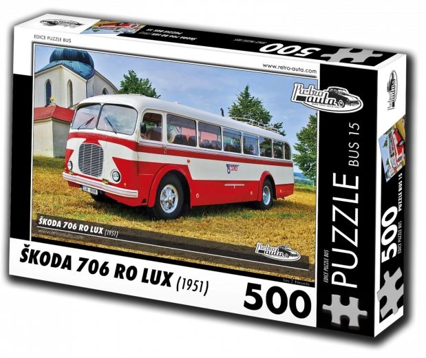 Puzle de coches retro – autobús Škoda 706 RO Lux (1951) 500 piezas