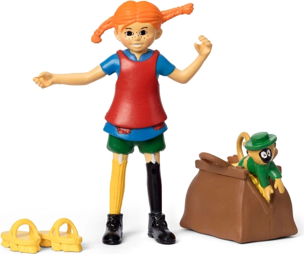 Figura de Pippi Calzaslargas – set de juego con monito y maletín