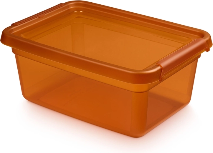 Caja de almacenamiento Basestore con tapa y clips amber 12,5 l