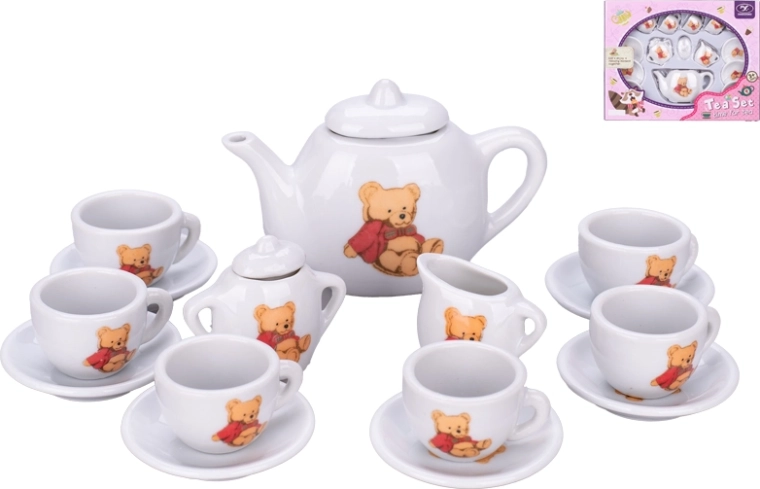 Set de té infantil de porcelana con ositos, 16 piezas