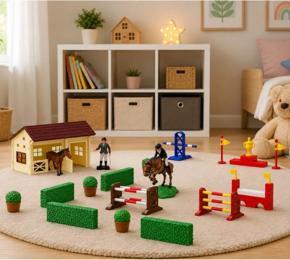Establo con puertas que se abren para un juego realista