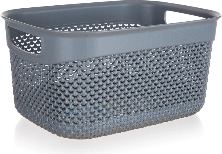 Cesta de almacenamiento de plástico tipo ratán 23 × 17 × 12 cm, antracita