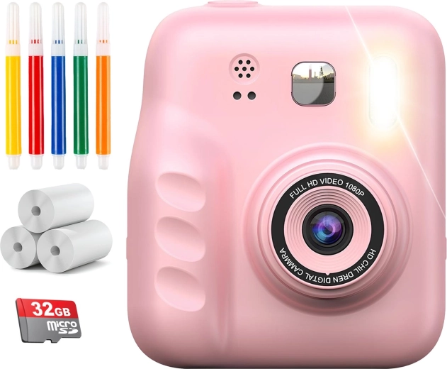 Cámara digital infantil con impresión instantánea Renew Force rosa