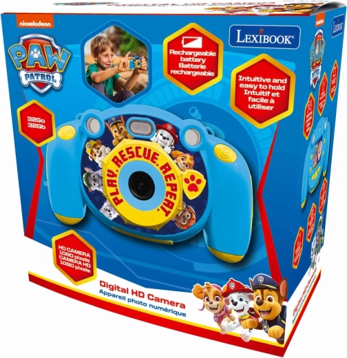 Cámara y cámara de fotos HD infantil Lexibook Patrulla Canina con tarjeta SD de 32 GB