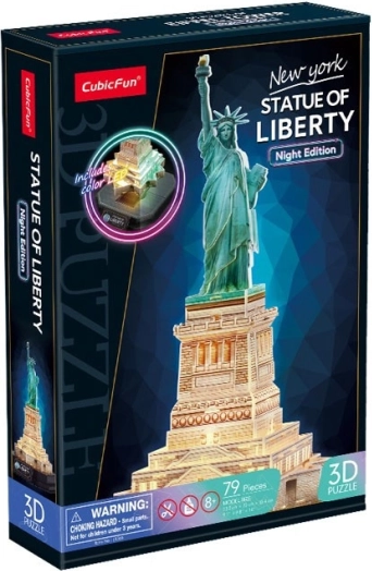 Puzzle 3D con edición nocturna LED: Estatua de la Libertad, 79 piezas