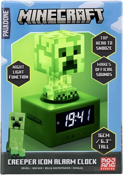 Despertador Minecraft creeper con luz nocturna 16 cm