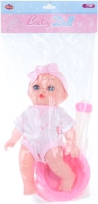 Muñeca bebé que hace pis rosa con orinal