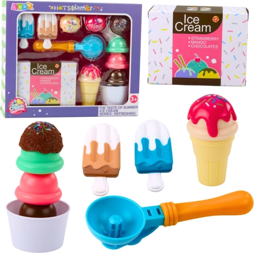 Set de helados para niños con cuchara para servir, vasito y conos – 14 piezas