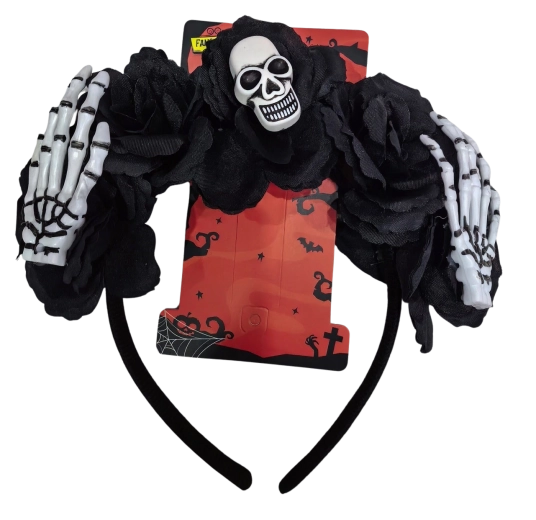 Diadema de Halloween con calavera y rosas