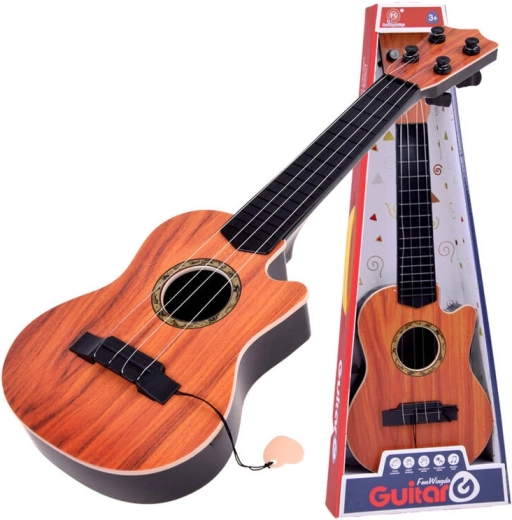 Guitarra infantil de 4 cuerdas con púa - 1 unidad – Natural
