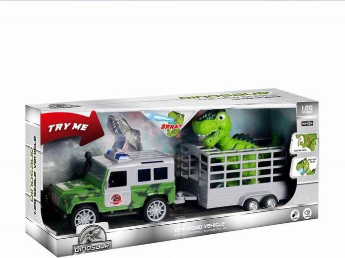 Coche con tracción tipo JEEP con dinosaurio