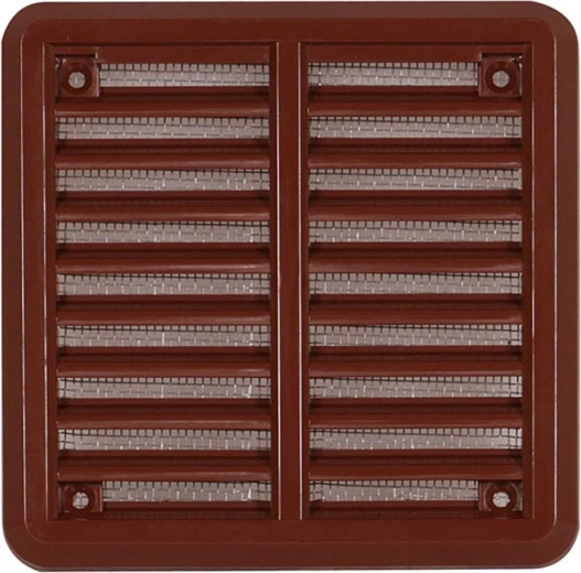 Rejilla de ventilación con malla, marrón, 100 × 100 mm