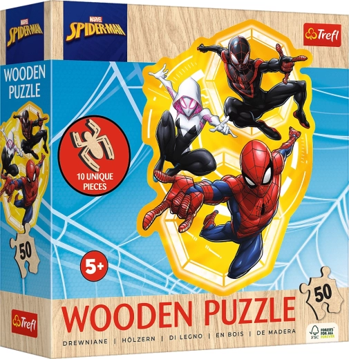 Puzle de madera con formas irregulares SPIDER-MAN, 50 piezas (19,7 × 26,6 cm)