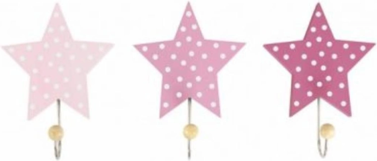 Ganchos decorativos de pared con forma de estrella Jabadabado, rosas (juego de 3 unidades)