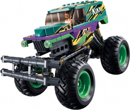 Coche de cuerda Sluban Bigfoot verde‑morado