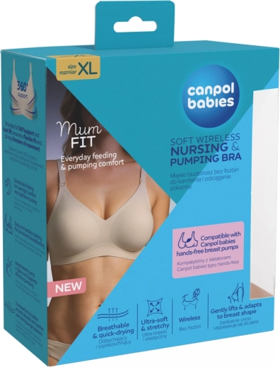Canpol babies MumFIT sujetador de lactancia y extracción transpirable sin aros, talla XL