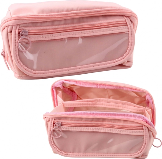 Estuche desplegable rosa con bolsillo transparente