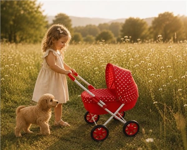 Cochecito infantil para muñecas New Baby Anička rojo
