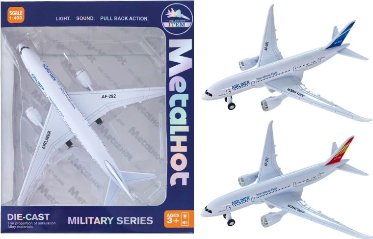 Modelo metálico de avión de pasajeros Airliner 1:400 con luz y sonido