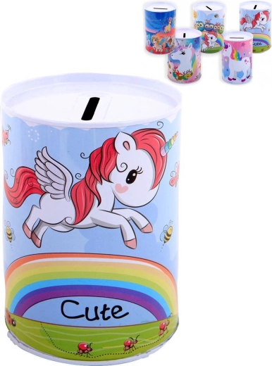Hucha infantil de metal con unicornio 12 cm - 1 pieza
