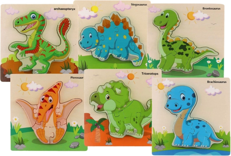 Puzzle de madera encajable con dinosaurios - 1 unidad